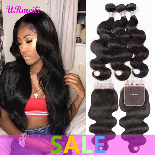 5x5 Lace Closure With Bundles Peruvian Body Wave Virgin Human Hair 3 Bundles With Closure DHgate Nice 100% Remy Hair Weave Extensions