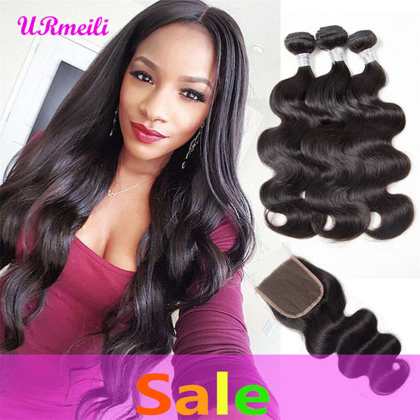 Peruvian Body Wave human hair bundles with closure 10a grade virgin hair body wave Unprocessed Virgin hair bundles With lace Closure DHgate