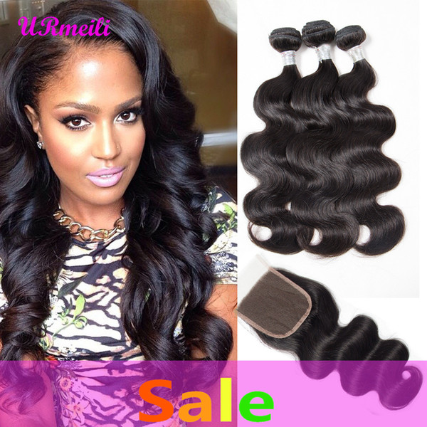 Brazilian Body Wave virgin hair bundles with closures body wave 3/4 bundles with closure brazilian body wave human hair bundles with closure