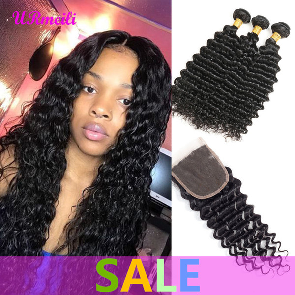 Loose Deep Wave Human Hair Bundles With Closure Remy Human Hair Bundles With Closure Malaysian Hair 3/4 Bundles With Closure
