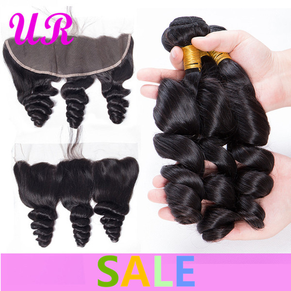 Loose Wave 3 bundles with frontal raw indian hair loose wave Bundles with Closure DHgate Ear to Ear Lace Frontal Closure with Bundles