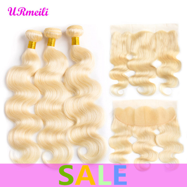 Peruvian Remy Hair 613 Blonde Bundles With Frontal Peruvian Body Wave Virgin Human Hair Bundles With Frontal Body Wave Bundles With Closure