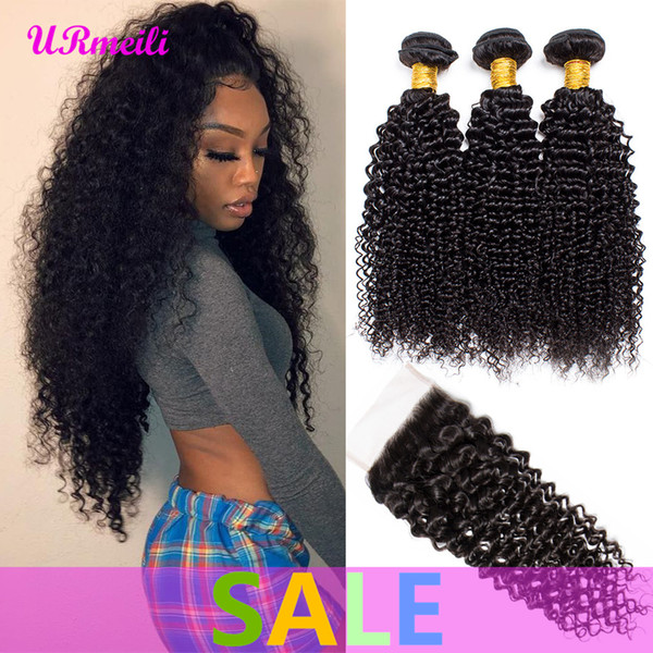 Curly Human Hair Weave Bundles With Closure Brazilian Virgin Hair Bundles With Closure 100% Human Hair Weave Bundles With Closure