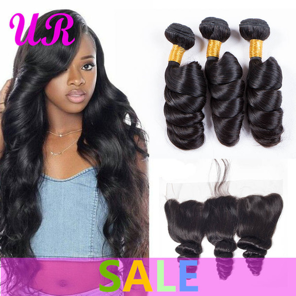 Brazilian Loose Wave bundles with frontal Brazilian Virgin Hair Loose Wave human hair bundles with lace frontal DHgate Remy Hair Extensions