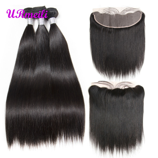 indian human hair bundles with lace frontal raw virgin indian straight hair 3/4 Bundles with Frontal Straight wholesale virgin hair DHgate