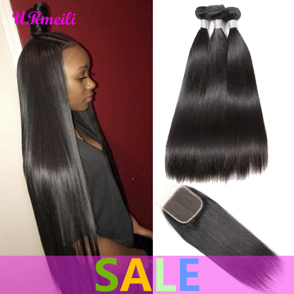 Cheap 8A Grace Brazilian Straight Hair Weave Bundles With Lace Closure 3 Bundles Unprocessed Human Hair Bundles With Closure Factory wholesa