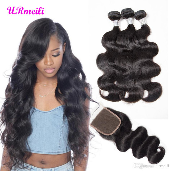 Brazilian Hair Body Wave 3 Bundles With Closure DHgate Body Wave Human Hair Bundles With Closure Brazilian Virgin Hair Bundles with Closure