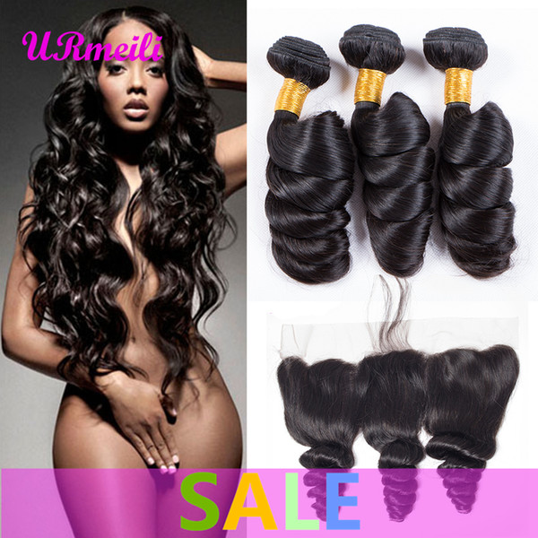 Loose Wave human hair bundles with lace frontal 9a Brazilian Virgin Remy Hair Bundles DHgate loose wave human hair bundles with lace frontal