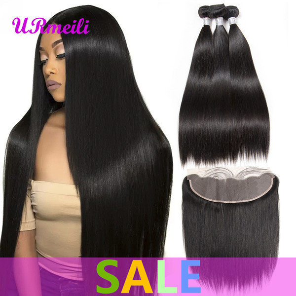 cheap brazilian straight human hair bundles with lace frontal straight brazilian remy virgin hair weave bundles with closures DHgate alibaba