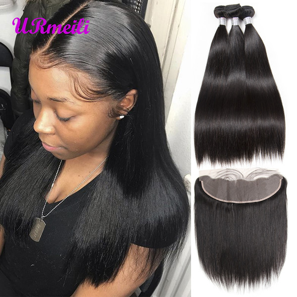 Straight Human Hair Bundles With Frontal Closure Brazilian Virgin Hair Weave Bundles Cheap DHgate Remy Human Hair Bundles With Closure