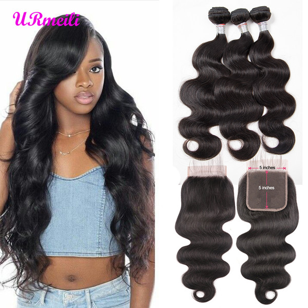 5x5 Lace Closure With Bundles Brazilian Body Wave Virgin Human Hair 3 Bundles With Closure DHgate Nice 100% Remy Hair Weave Extensions