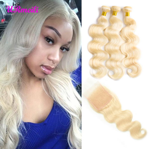 613 Body Wave Hair Bundles With Closure Blond Bundles With Closure 613 Blond Bundles With Closure Peruvian Body Wave Remy Hair Extension