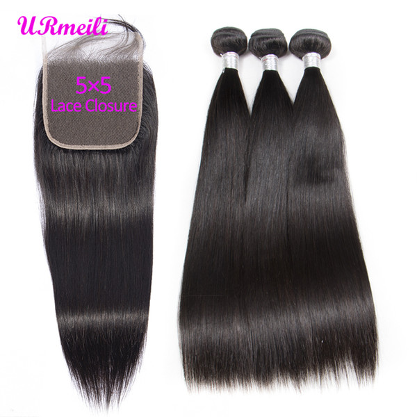 5x5 Brazilian Straight Virgin Hair Bundles With Closure Human Hair Weave 3/4 Bundles With Lace Closure DHgate Brazillian Remy Hair Extension