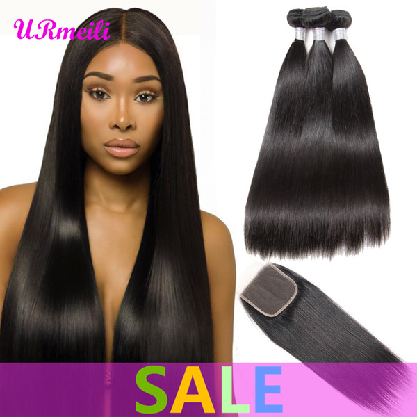 Brazilian Straight Bundles With Lace Closure 10A Grade brazilian virgin hair bundles with closures DHgate alibaba Cheveux vierges brésiliens