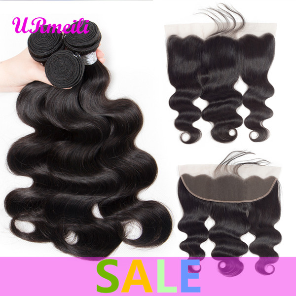 brazilian hair body wave 3/4 bundles with frontal 10A brazilian virgin hair bundles with closures body wave human hair bundles with frontal