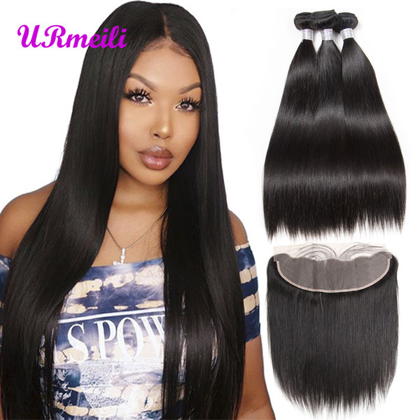 Indian Straight Virgin Hair Bundles With Frontal HD Transparent Lace Frontal DHgate Cheap Remy Human Hair 3 Bundles With Frontal Closure