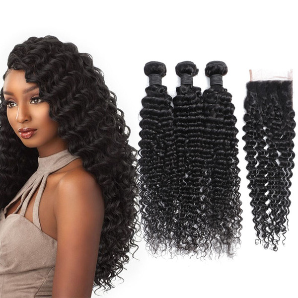 Brazilian Peruvian Malaysian Indian Hair 3 bundles 30 inch Unprocessed Virgin Human Hair Deep Wave hair bundles