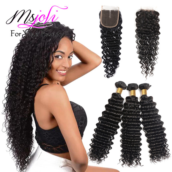 Cheap 8A Brazilian Human Hair Bundles with Frontal 100% Unprocessed Virgin Hair Bundles with Closure Deep Wave Extensions