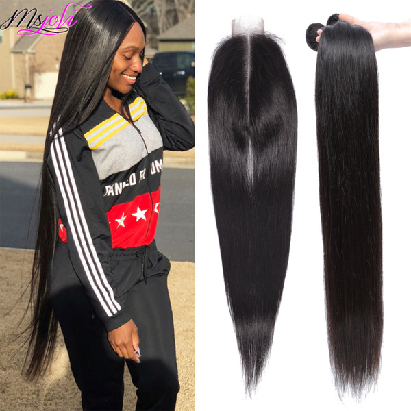 Indian Virgin Human Hair Straight Body Wave Unprocessed Remy Hair Malaysian Brazilian 3 Bundles With Lace Closure With a Gift