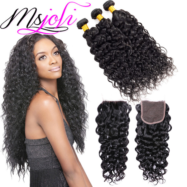 Brazilian Virgin Hair 3 Piece with Lace Closure Natural Color 100% Human Hair Wholesale Bundles Virgin Hair Hot Sell