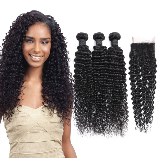 Msjoli Top Selling Deep Wave 3 Bundles with Closure 8A Brazilian Hair Peruvian Deep Wave Malaysian Wave Indian hair bundle with closure