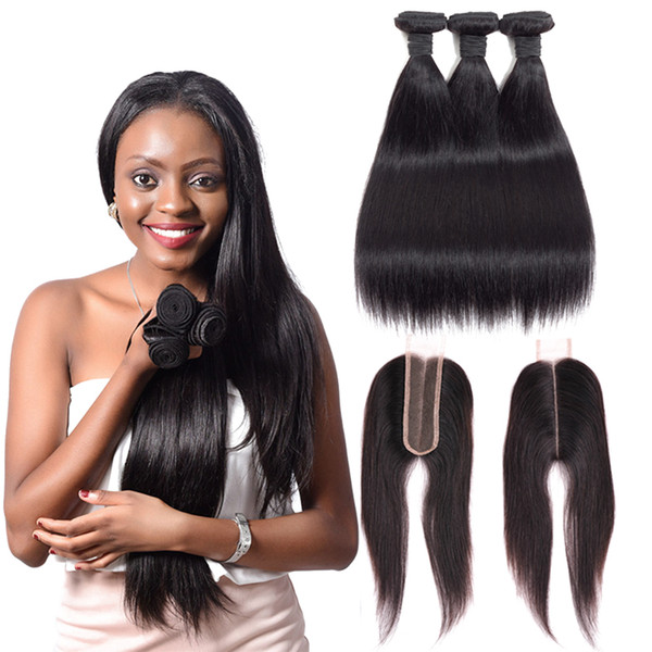 Msjoli 2x6 Middle Part Brazilian Straight Natural Extensions Remy Hair 8-22Inch lace closure with bundles unproccess virgin hair