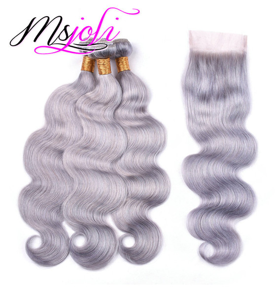 Grey Body Wave Virgin Hair 3 Bundles Grey Brazilian Human Hair Weaves Human Hair Bundles