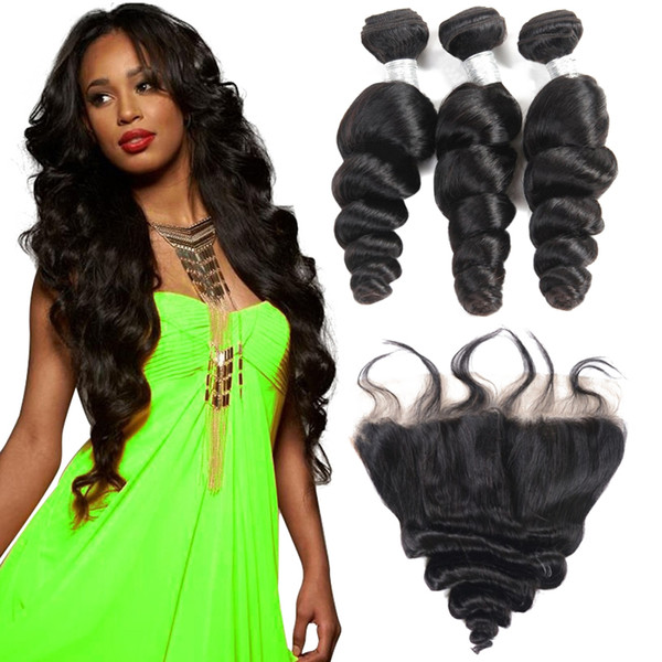 Msjoli Brazilian Loose Wave Bundles With Frontal Closure Cheap Virgin Cuticle Aligned Human Hair Weave Bundle