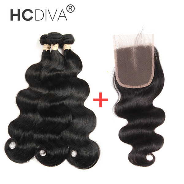 Hot Sale Brazilian Virgin Hair Body Wave With Closure Unprocessed Human Hair With Closure Body Wave Lace Closure Natural Black 8A