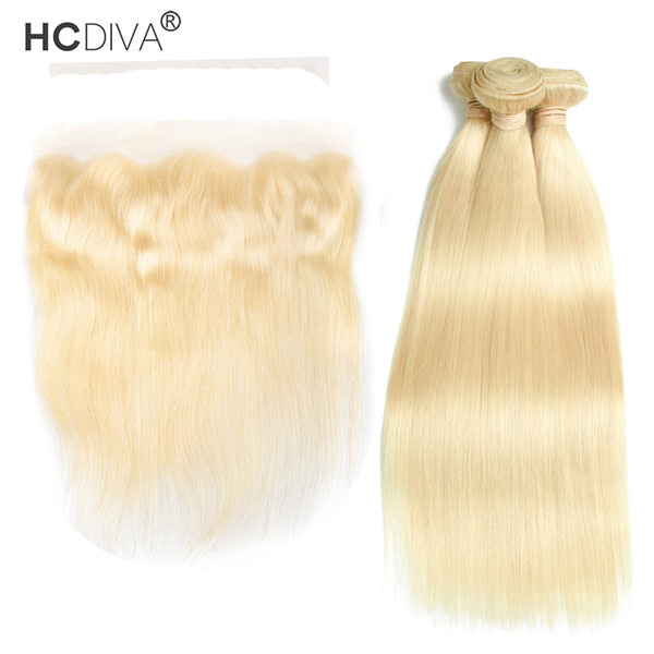 Malaysian Virgin Human Hair Color 613 Blonde 3 Bundles with Lace Frontal Grade 9A Top Quality 613 Honey Light Hair Extensions