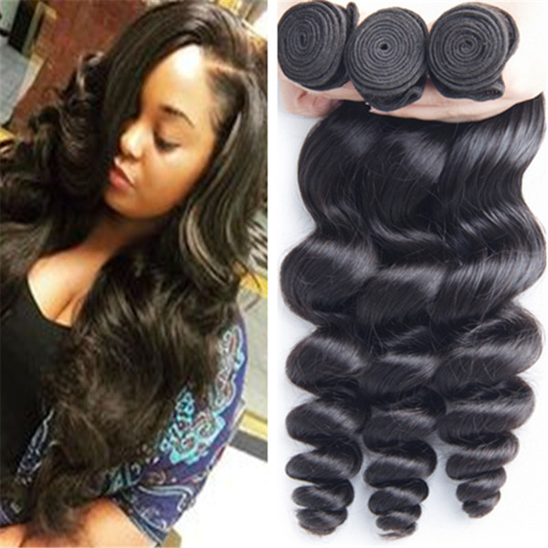 Wholesale Grade 8A Indian Loose Wave 3pcs lot Natural Black 12-28inch Human Hair Weaves Indian Loose Curly Hair Bundles