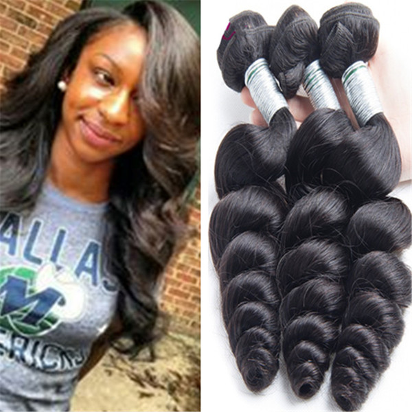 Bouncy 3pcs Loose Curly Wave Brazilian Peruvian Malaysian Indian Hair Weave Cheap Loose Curl Human Hair Wefts