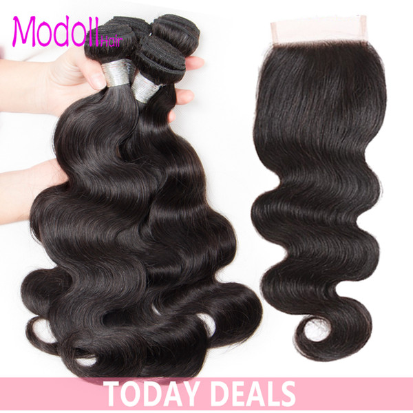 9A Brazilian Virgin Hair Body Wave Bundles With Closure Brazilian Unprocessed Virgin Hair Weave 3 Bundles Human Hair Extension 