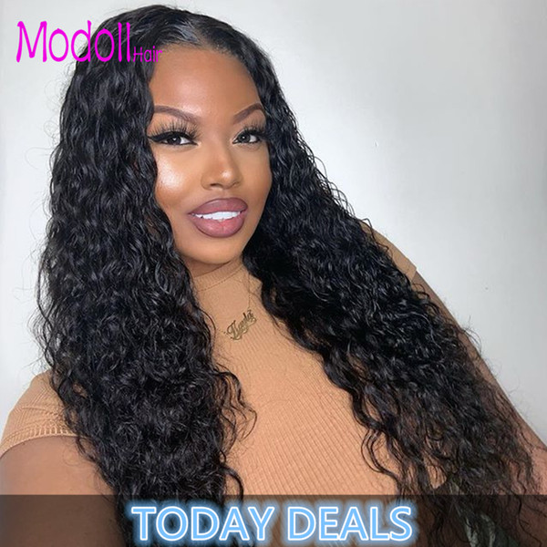 Peruvian Deep Wave 3/4 Bundles Human Hair With Lace Closure 4*4 Free Middle Part Natural Color Deep Wave Remy Virgin Hair