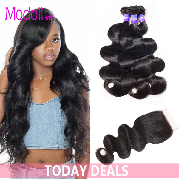 Body Wave Brazilian Unprocessed Virgin Hair Weave 3/4 Bundles With Closure Free Part 9A 100% Remy Human Hair Cheap Brazilian Hair Weave