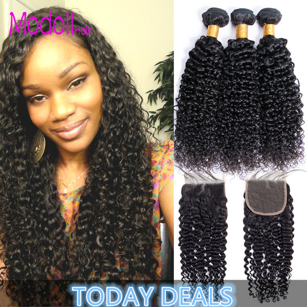 kinky curly bundles with closure brazilian virgin hair weave bundles with closure jerry curly remy human hair bundles with closure