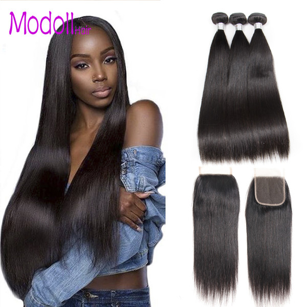 Malaysian Straight Huamn Hair Bundles with Closure Modoll Straight Hair Bundles with Closure DHgate Natural Human Hair Bundles with Closure