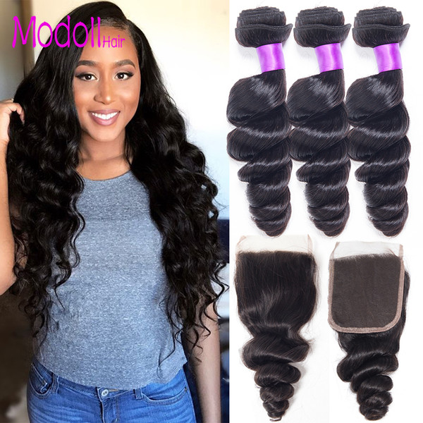 loose wave human hair bundles with closure brazilian remy hair weave bundles with closure wet and wavy human hair bundles with closure