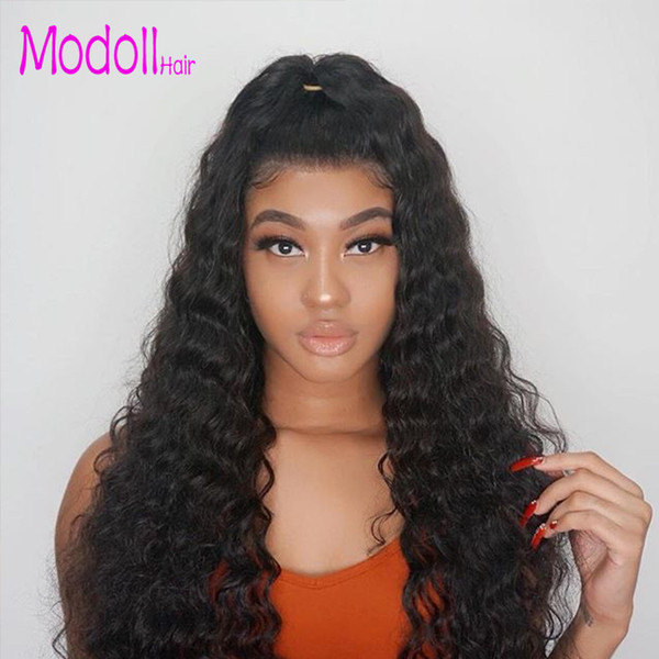 Brazilian Deep Wave Human Hair Bundles With Closure Double Weft Remy Virgin Hair Weave 3/4 Bundles With Closure Natural Black