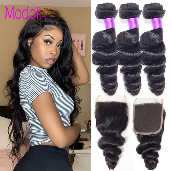 Loose Wave Human Hair Bundles With Closure Brazilian Virgin Hair Weave 3 Bundles Natural Color DHgate Cheap Human Remy Hair Extensions