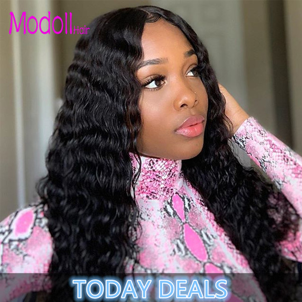 Brazilian Deep Wave Human Hair Bundles With Closure Remy Human Hair Bundles With Closure Middle Part Virgin Hair 3/4 Bundles With Closure