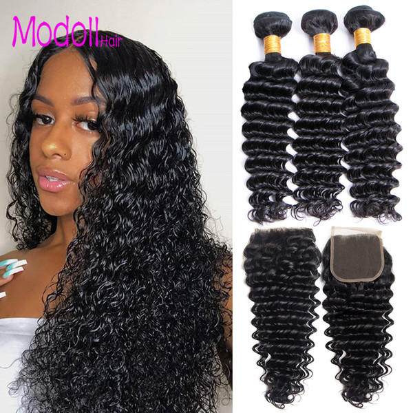 Brazilian Virgin Hair Loose Deep Wave 3 Bundles With 4x4 Lace Closure DHgate Alibaba Hair Unprocessed Thick Human Hair Weaving And Closures