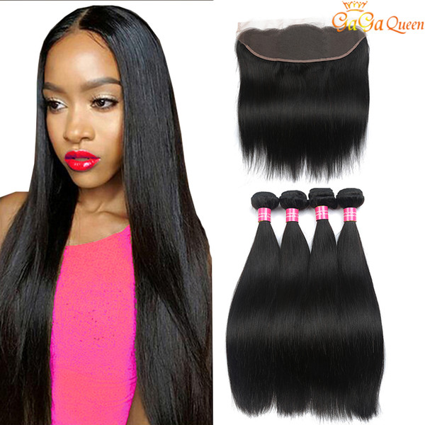 Peruvian Straight Hair Bundles Weaves With 13x4 Frontal New Arrival Unprocessed Virgin Peruvian Human Hair With Ear to Ear Lace Closure