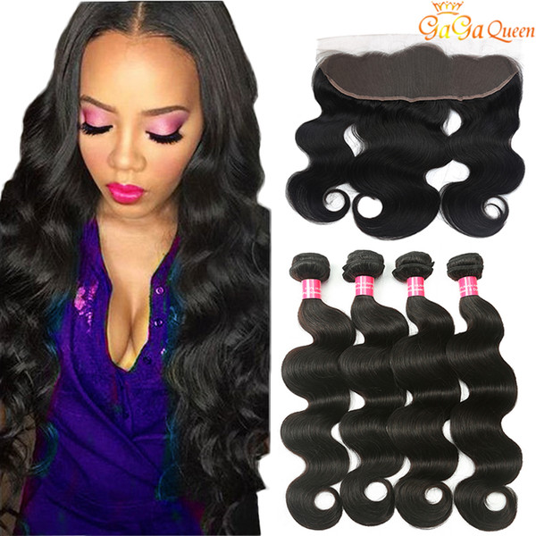 8a Unprocessed Brazilian Body Wave Hair Bundles With 13x4 Lace Frontal Ear to Ear Lace Frontal Closure With Human Hair Bundles