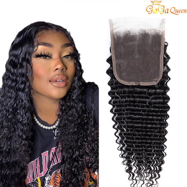 Deep wave closure 4x4 brazilian human hair closure single one closure free part middle part three part
