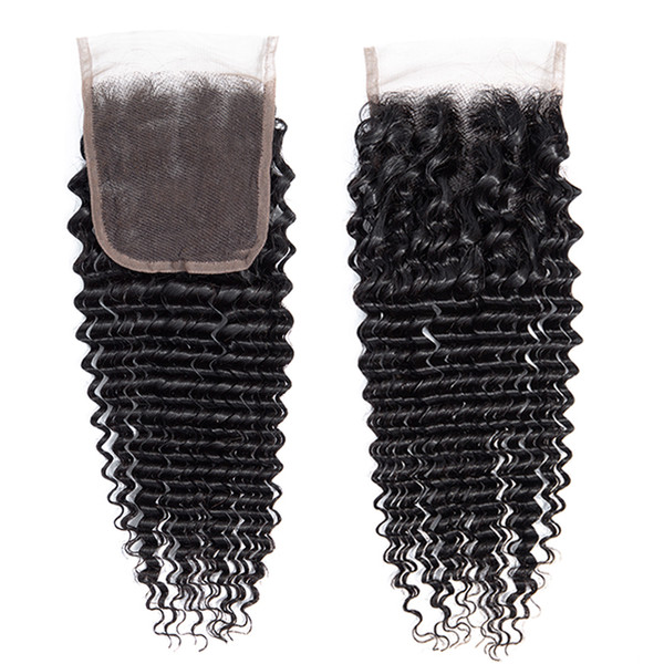 new arrival 4X4 Lace frontal closure deep wave human hair closure brazilian deep wave closure nature color