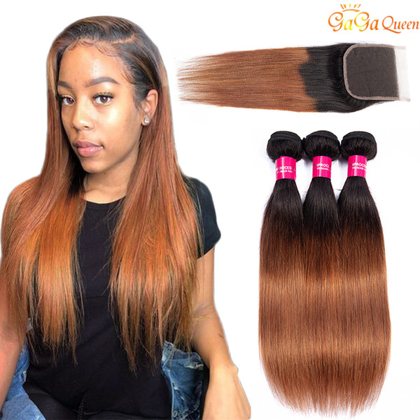 Peruvian Straight Hair Bundles With Lace Closures Ombre Hair 1B 30 Human Hair Weave With Closure 3 Bundles With Closure Free Part