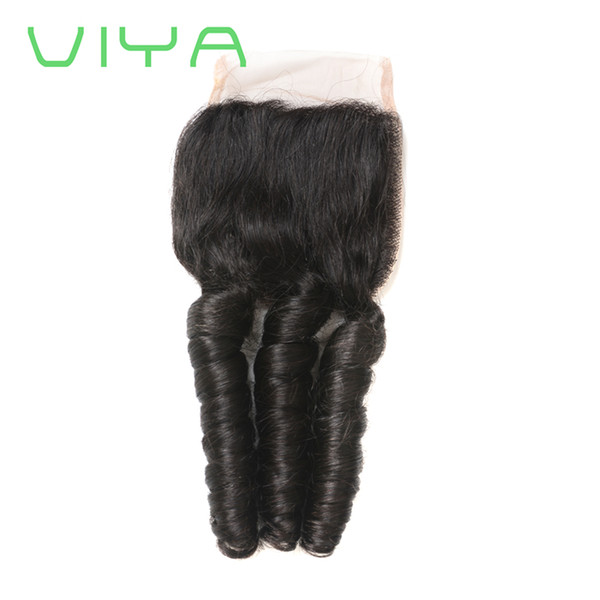 VIYA HAIR Peruvian Romance Curl Swiss Lace Closure 4*4 inch Free Part Virgin Human Hair Free Shipping