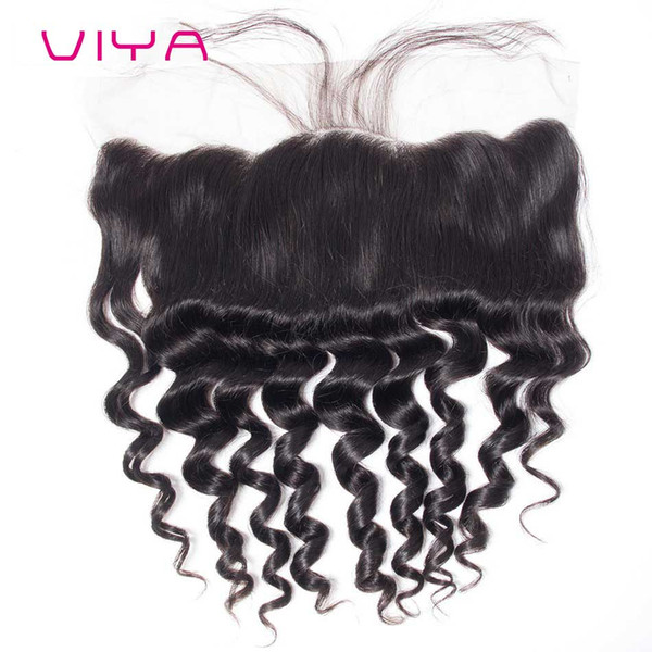 VIYA HAIR Mongolian Loose Curl Human Hair Swiss Lace Frontal Closure 13*4 With Baby Hair Free Part