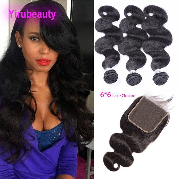 Peruvian Unprocessed Human Hair Body Wave 3 Bundles With 6x6 Lace Closure Virgin Hair Extensions With 6*6 Lace Closure With Baby Hair